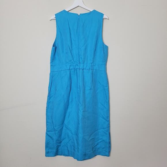 J. Crew Dress Re-Imagined Structured Linen Blend Sheath Monaco Blue 12 - Picture 7 of 7